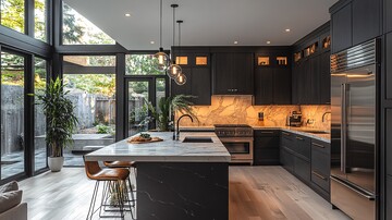 黑色橱柜石英台面2