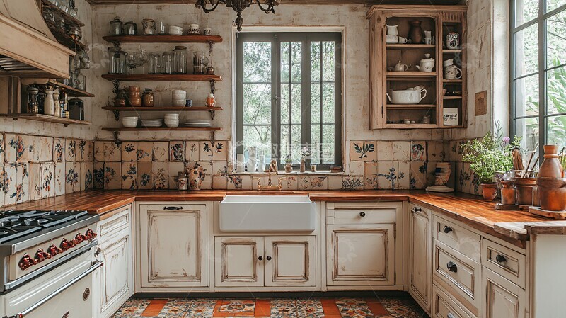 高清大图下载【趣麦麦图】木纹柜台花卉装饰3