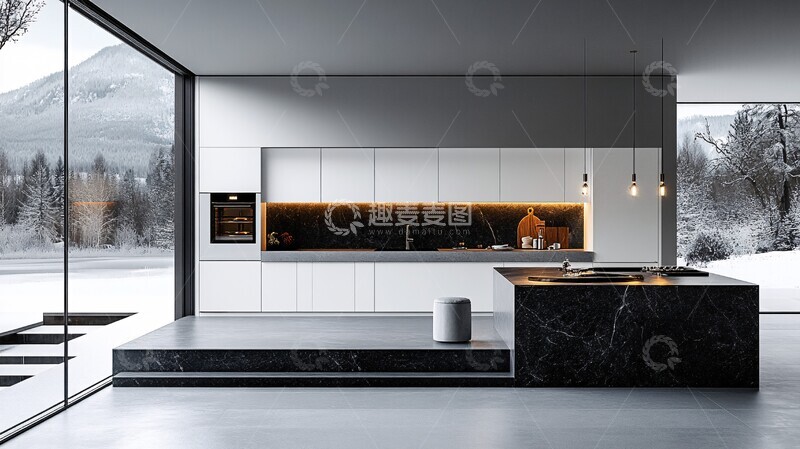 高清大图下载【趣麦麦图】黑白厨房设计1