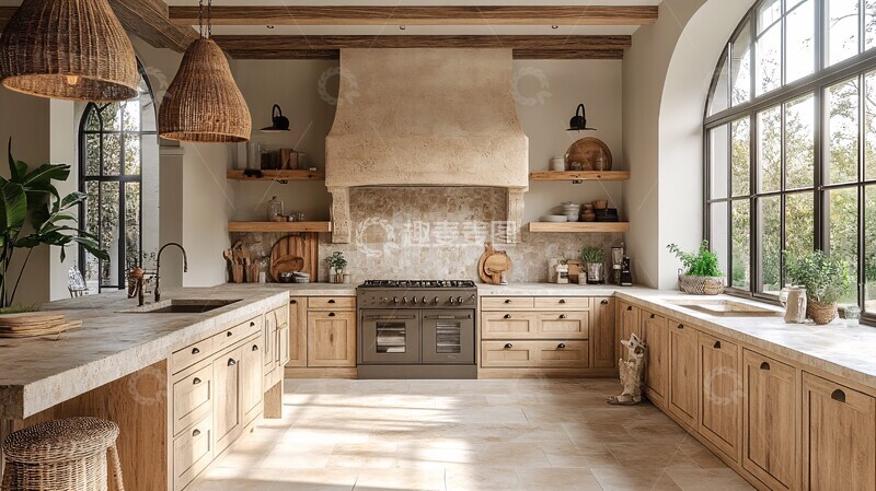 高清大图下载【趣麦麦图】木质灯饰石板餐桌3