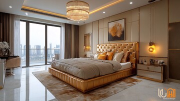 黄金床与现代艺术卧室3