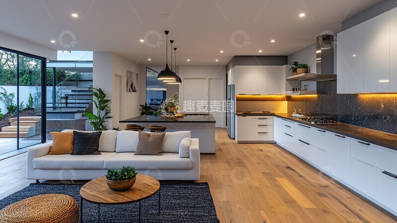 高清大图下载【趣麦麦图】黑白风格厨房设计2