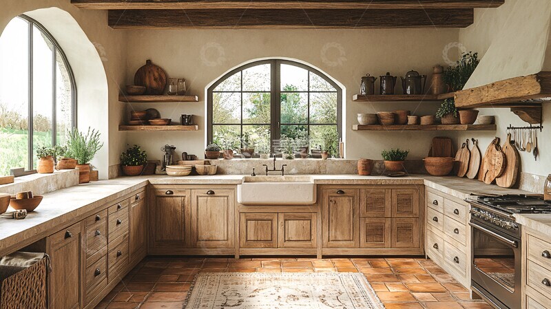 高清大图下载【趣麦麦图】木质灯饰石板餐桌2