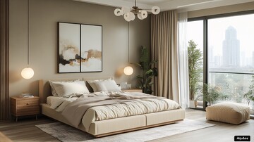 简约卧室床木桌3