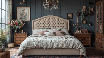 雕花木床与花饰帘幕3