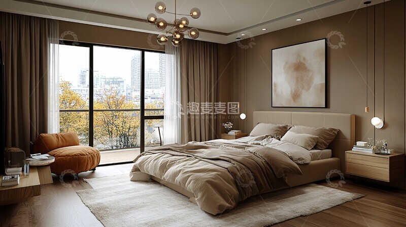 高清大图下载【趣麦麦图】木质简约床头卧室1
