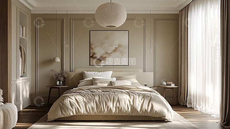 高清大图下载【趣麦麦图】简约现代卧室布置3