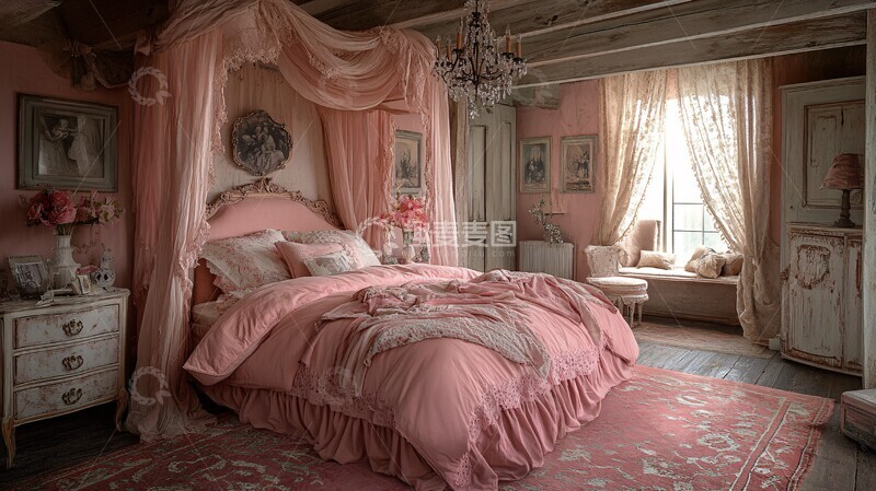 高清大图下载【趣麦麦图】粉色床浪漫卧室3