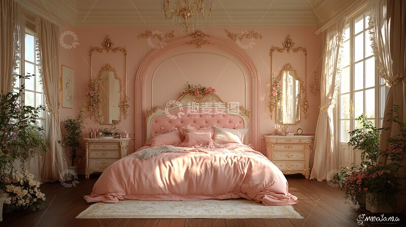 高清大图下载【趣麦麦图】粉色床浪漫卧室2