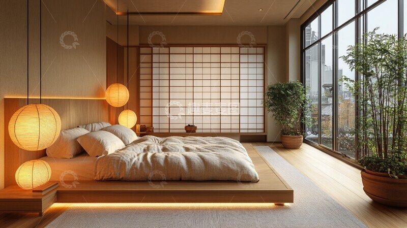 高清大图下载【趣麦麦图】榻榻米床与木床1