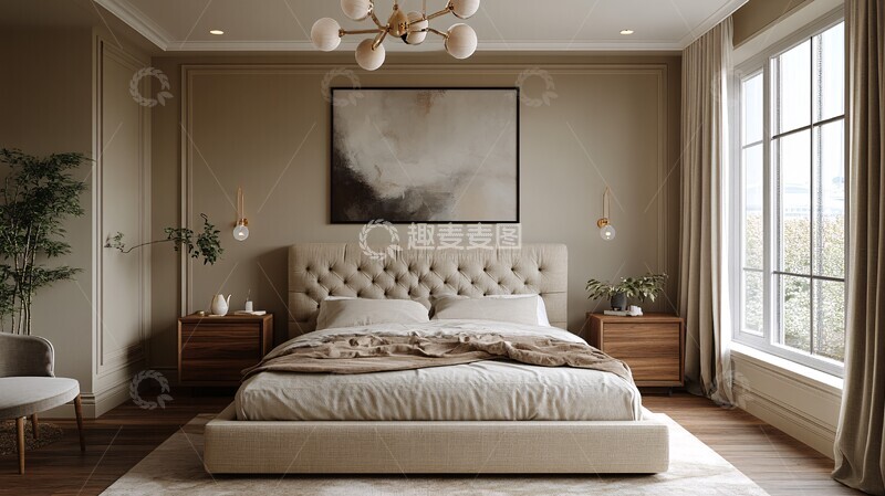 高清大图下载【趣麦麦图】木质简约床头卧室2