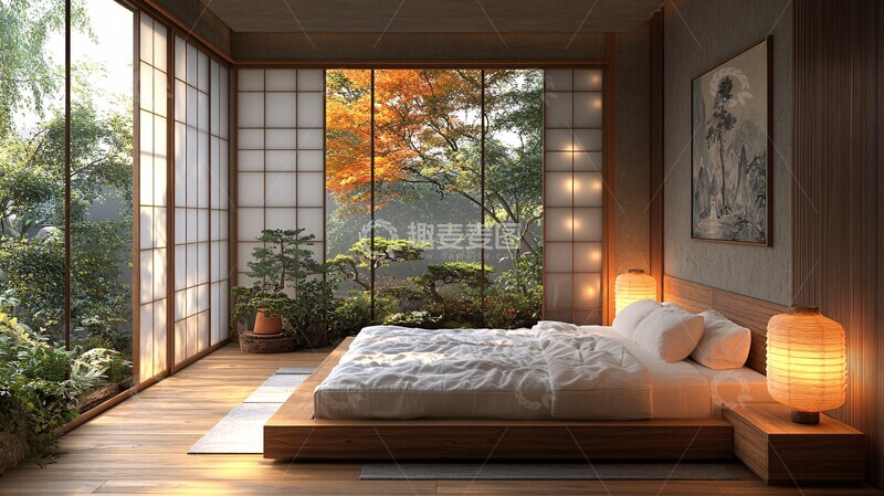 高清大图下载【趣麦麦图】榻榻米床与木地板5