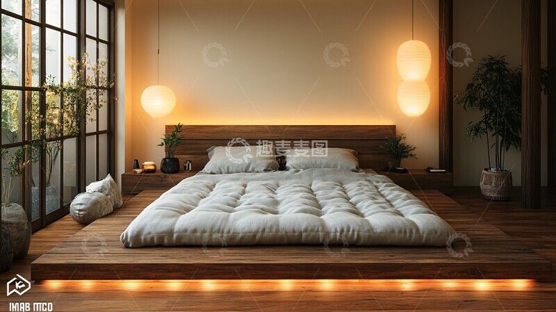 高清大图下载【趣麦麦图】榻榻米木床卧室11