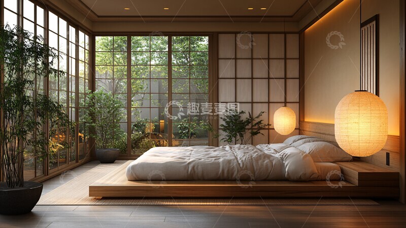 高清大图下载【趣麦麦图】-榻榻米床木质床头桌3