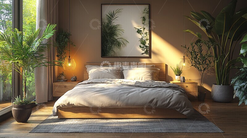 高清大图下载【趣麦麦图】简约北欧卧室布置7