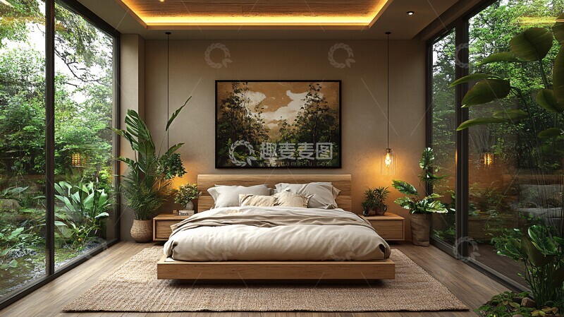 高清大图下载【趣麦麦图】简约北欧卧室布置6