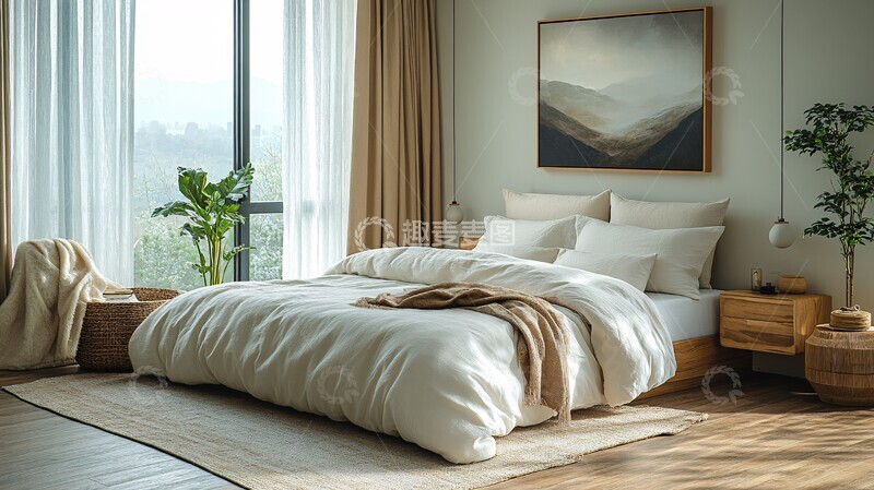 高清大图下载【趣麦麦图】木质床头简约卧室7