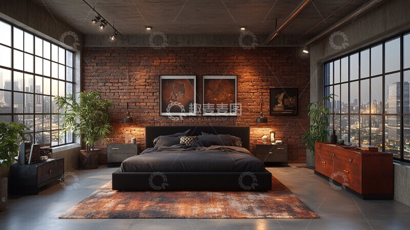 高清大图下载【趣麦麦图】工业风卧室设计10