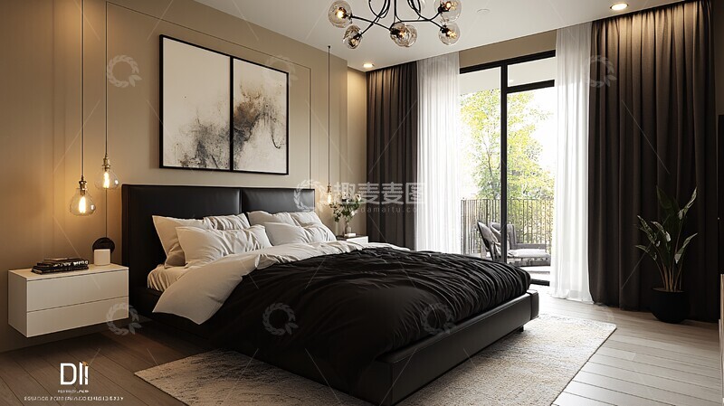 高清大图下载【趣麦麦图】黑白木质卧室3