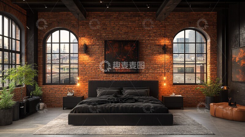高清大图下载【趣麦麦图】工业风卧室设计9
