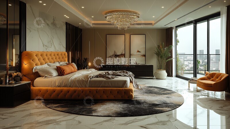 高清大图下载【趣麦麦图】黄金床榻现代风3