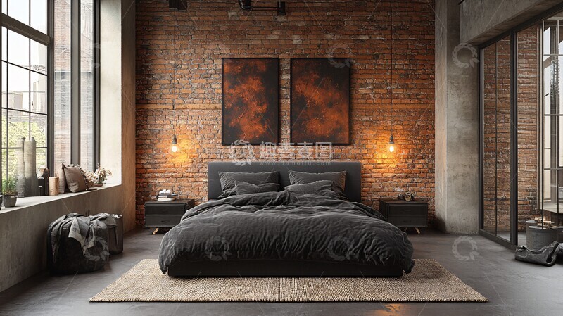 高清大图下载【趣麦麦图】工业风格卧室布置