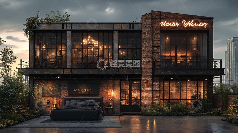 高清大图下载【趣麦麦图】工业风卧室设计15