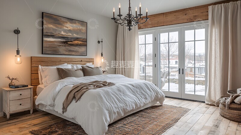 高清大图下载【趣麦麦图】白色床铺简约卧室5