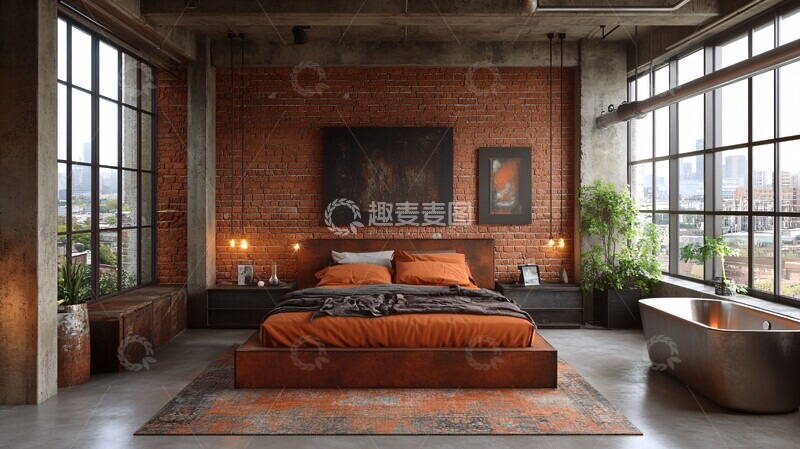 高清大图下载【趣麦麦图】工业风卧室设计11