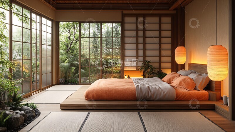 高清大图下载【趣麦麦图】日式榻榻米床铺1