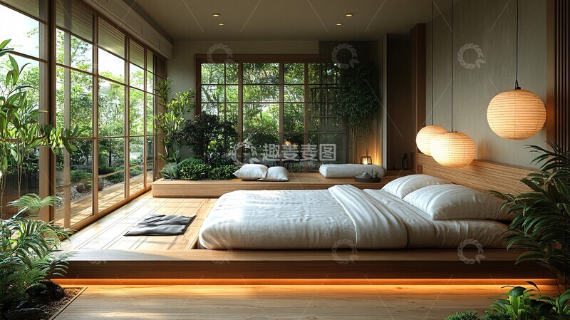 高清大图下载【趣麦麦图】榻榻米床与木地板7