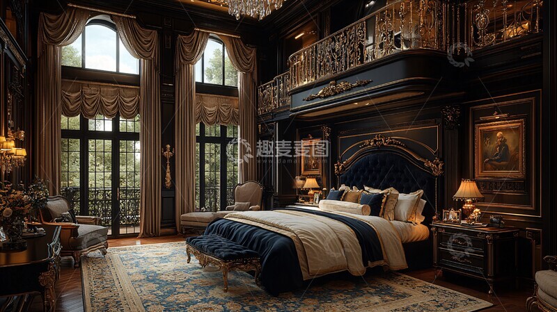 高清大图下载【趣麦麦图】复古欧式卧室布置12