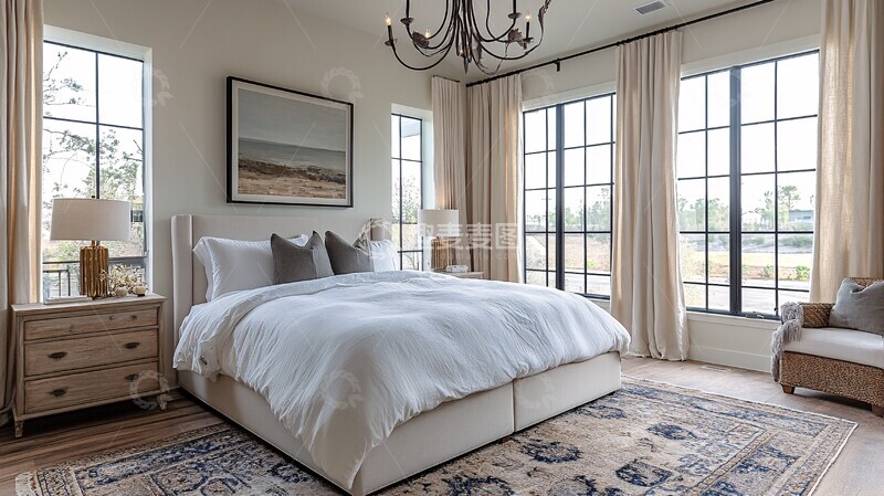 高清大图下载【趣麦麦图】白色床铺简约卧室4