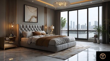 灰床金桌现代卧室3