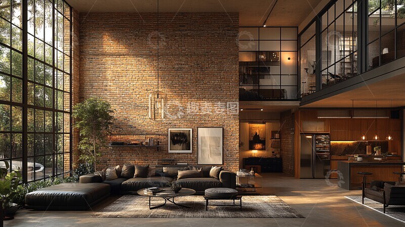 高清大图下载【趣麦麦图】工业风客厅设计15