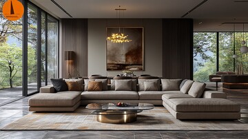 现代客厅石地窗饰3