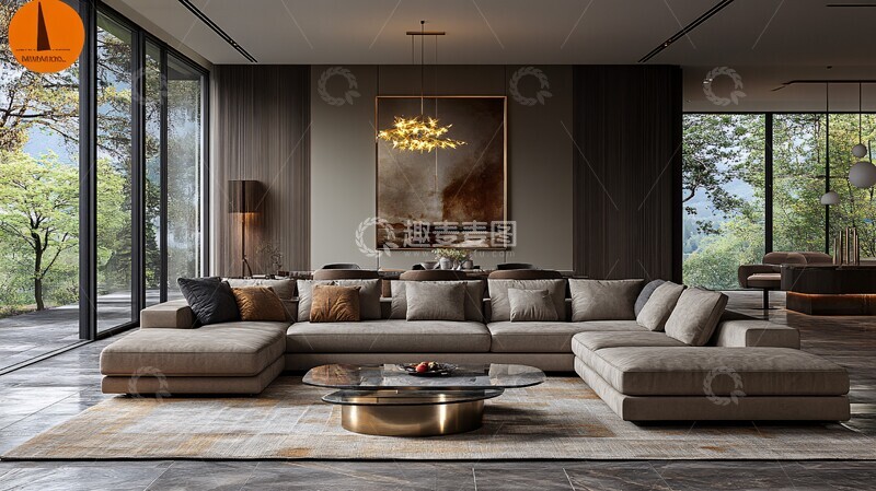 高清大图下载【趣麦麦图】现代客厅石地窗饰3