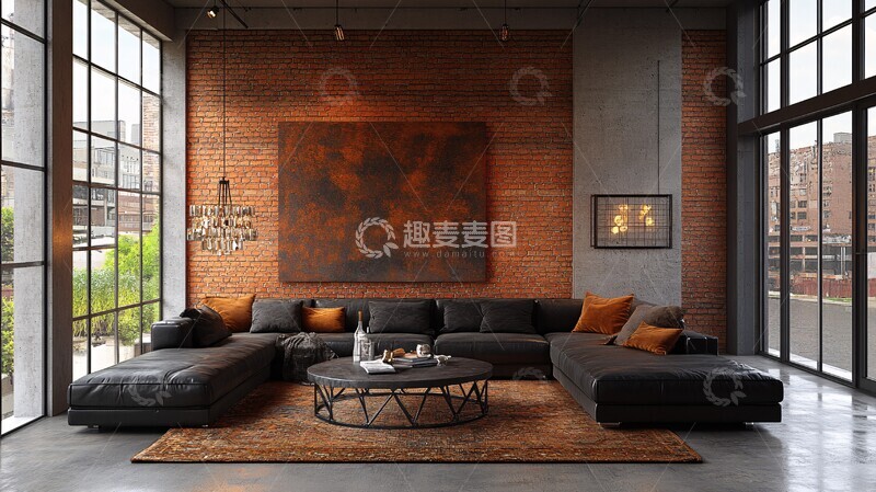 高清大图下载【趣麦麦图】工业风客厅设计16
