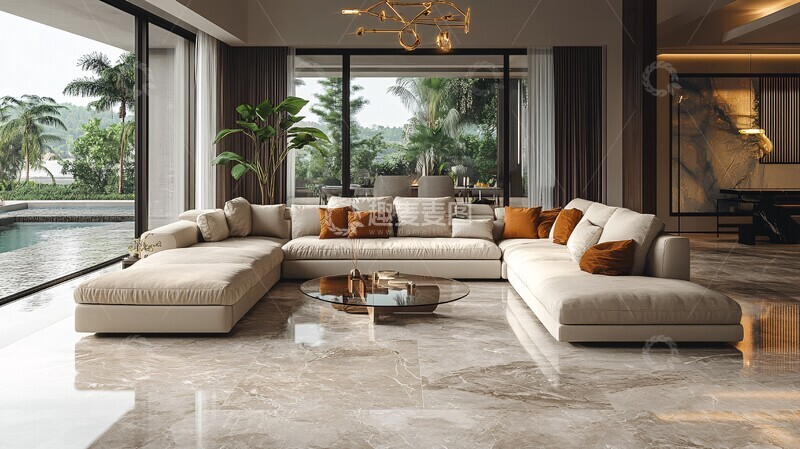 高清大图下载【趣麦麦图】现代客厅石地窗饰2