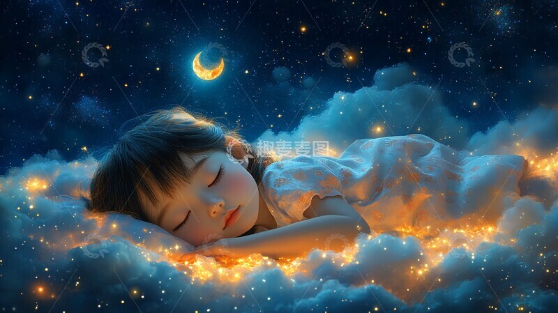 高清大图下载【趣麦麦图】中秋夜儿童安睡图
