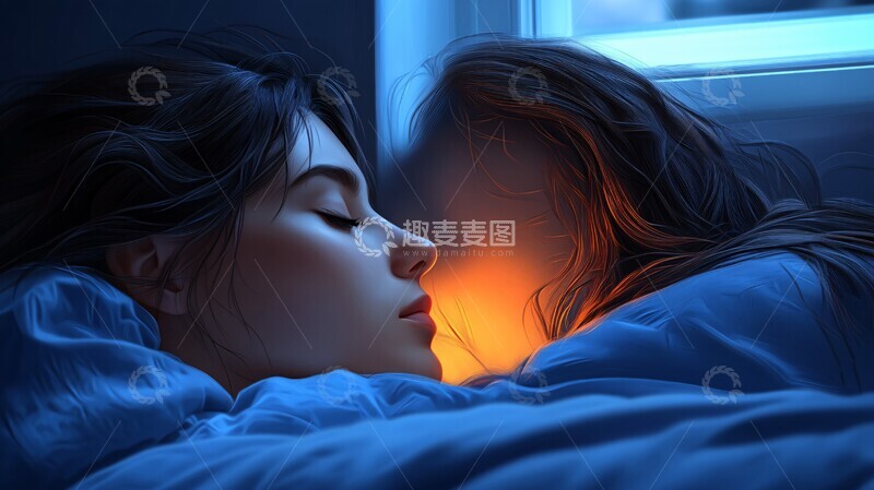 高清大图下载【趣麦麦图】一位年轻女子正在她的床上睡觉3