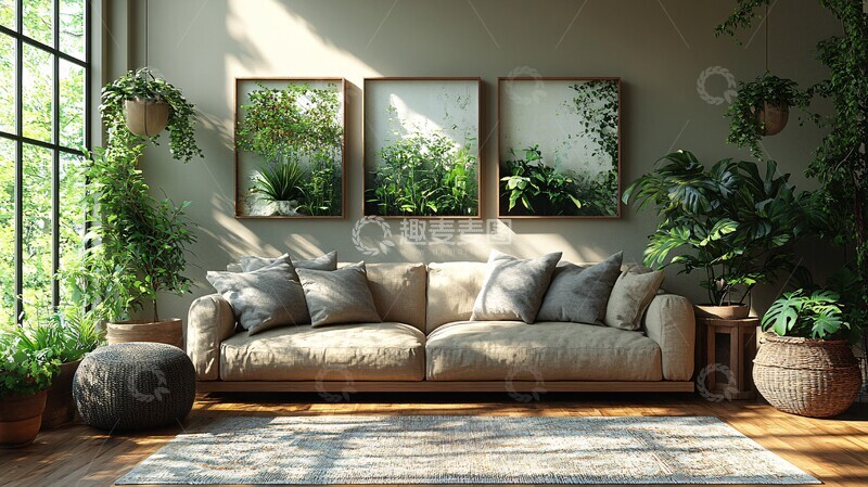 高清大图下载【趣麦麦图】北欧客厅绿植1