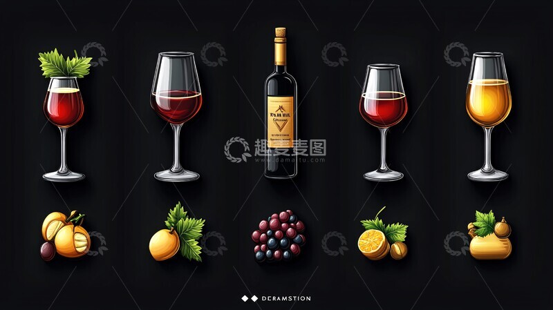 高清大图下载【趣麦麦图】酒杯剪影标志设计模板2