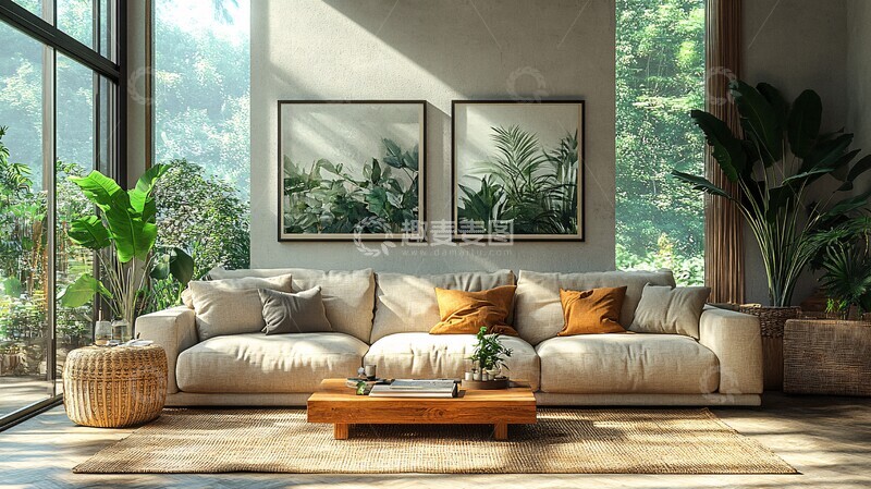 高清大图下载【趣麦麦图】北欧客厅绿植3