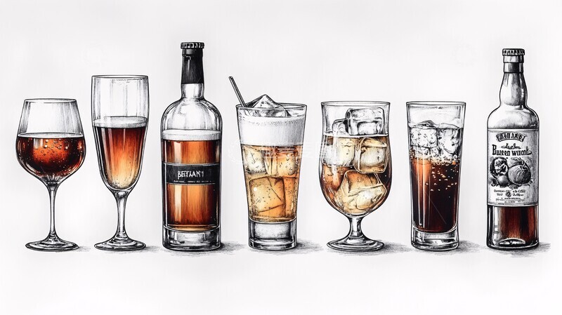 高清大图下载【趣麦麦图】矢量单色瓶和玻璃饮料图标集6