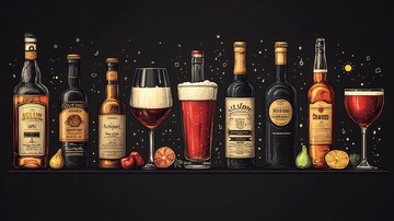 矢量单色瓶和玻璃饮料图标集7