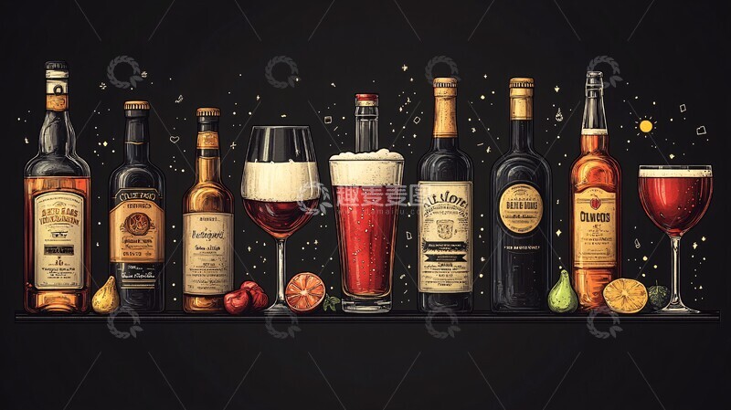 高清大图下载【趣麦麦图】矢量单色瓶和玻璃饮料图标集7