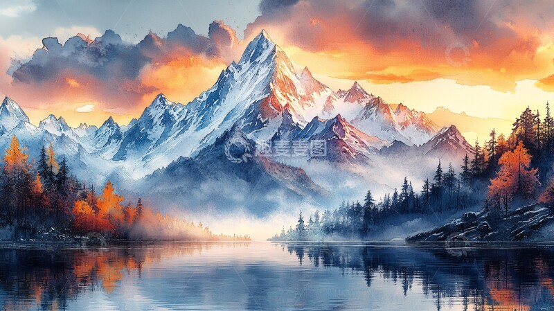 高清大图下载【趣麦麦图】冬日山景四节气图