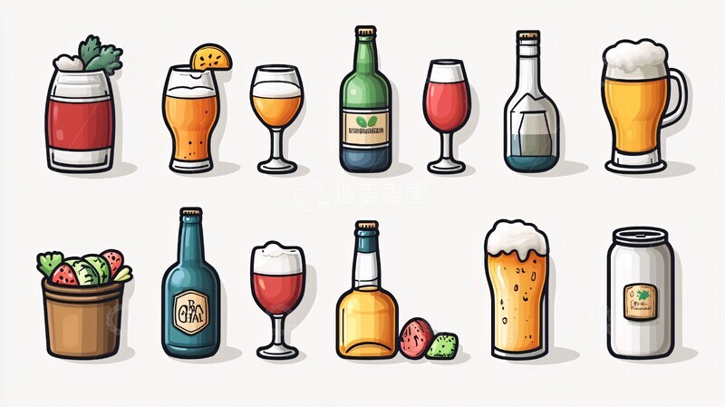 高清大图下载【趣麦麦图】各种类型的酒类插图集7