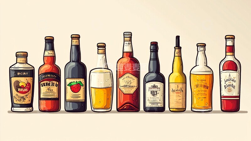 高清大图下载【趣麦麦图】各种类型的酒类插图集4